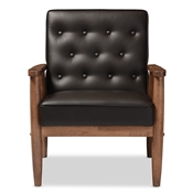 Baxton Studio Sorrento Mid-century Retro Modern Brown Faux Leather Upholstered Wooden Lounge Chair